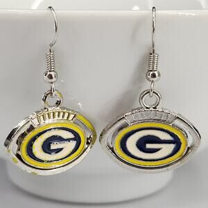 NFL Green Bay Packers Football shaped dangle earrings FLAWS - READ